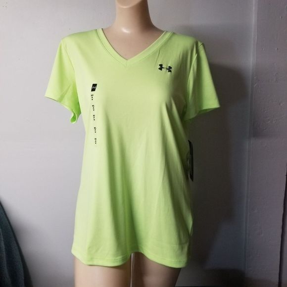 Under Armor NWT T-Shirt workout Medium M Loose Tee Yellow Green Neon - Picture 1 of 14